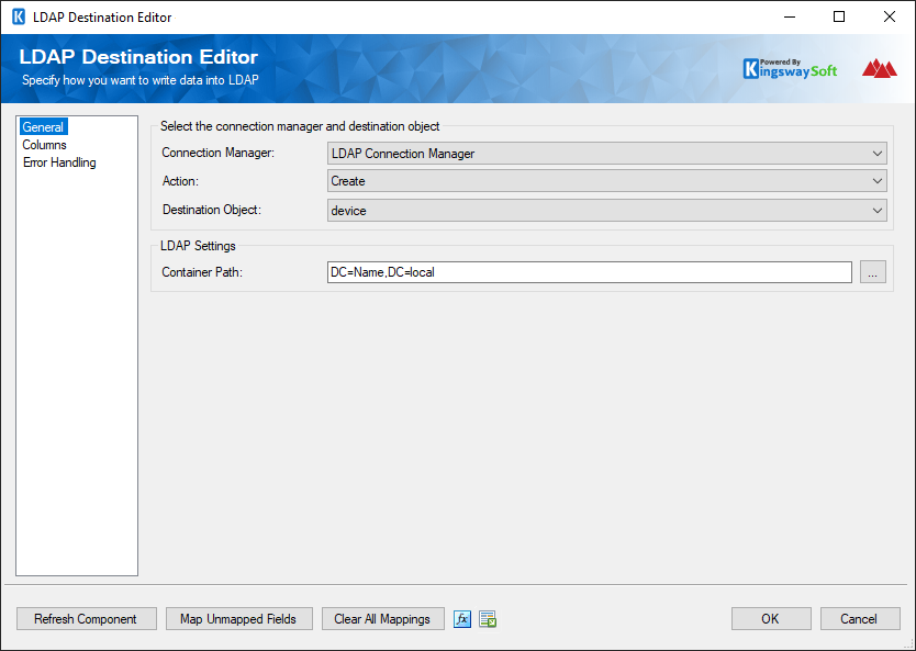 LDAP Destination Component - General